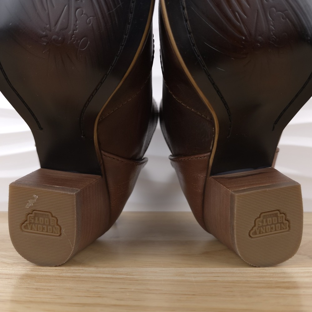 Nocona Micki Western‎ Ankle Boots Womens 7.5 Brunette Cowhide Snip Toe Booties - Picture 13 of 14